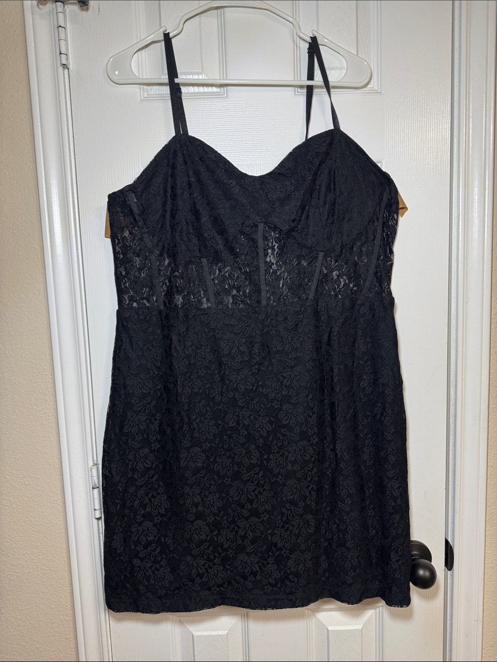 Black Lace Mini Slip Dress